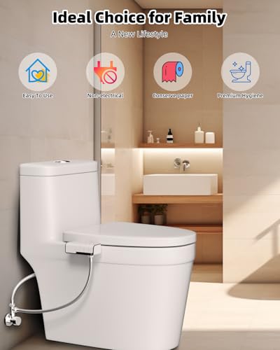 Hibbent 2 Pack Bidet Attachment for Toilet, Non-Electric Dual Nozzle for Frontal & Rear Wash, Adjustable Water Pressure Control, Fresh Water Bidet Toilet Seat, Self Cleaning Water Sprayer, Black - color: Black