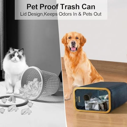 2 Pack Bathroom Trash Can with Lid, Transparent Small Trash Can with Bag Ring, Colorful Plastic Waste Basket for Bathroom, Bedroom, Office, Kitchen – Blue Garbage Can - color: Blue