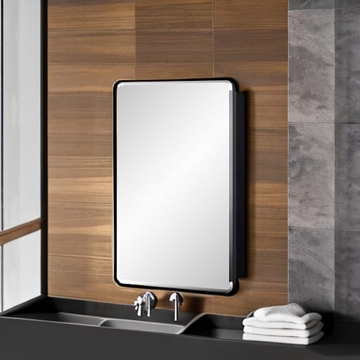 Black Bathroom Mirror Medicine Cabinet with Round Corner Framed Door and Beveled Edge Mirror 15 x 25 inch, Recessed or Surface Mount, with Adjustable Glass Shelves