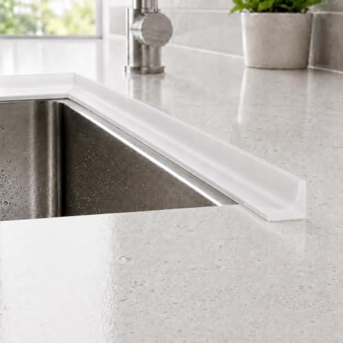 Shower Threshold Water Dam, 39 in Flexible Barrier, Transparent | Flexible peel-and-stick water barrier for shower thresholds, sink edges, and countertops; 39 x 0.79 x 0.47 in - color: Transparent, style: 39Inch