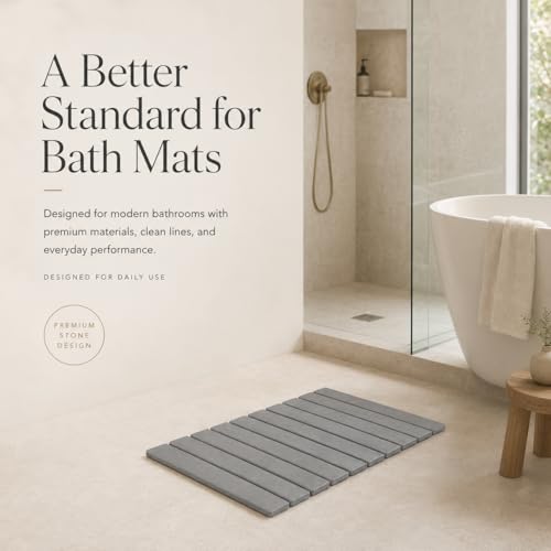 Extra Large Stone Bath Mat Made From Diatomaceous Earth, Fast Drying Non Slip Bathroom Rug for Shower, Modern Absorbent Mat with Quick Dry Surface for Bathroom Accessories