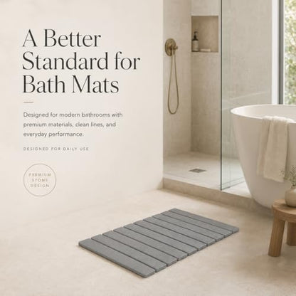 Extra Large Stone Bath Mat Made From Diatomaceous Earth, Fast Drying Non Slip Bathroom Rug for Shower, Modern Absorbent Mat with Quick Dry Surface for Bathroom Accessories
