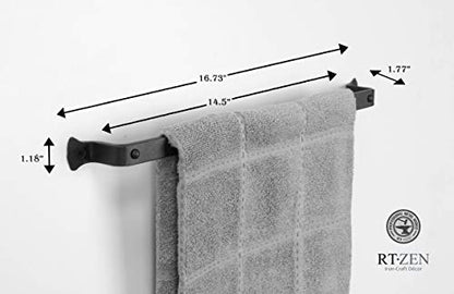 Farmhouse Bathroom Towel Holder Wall Mount, Matte Black Decoration | Wrought Iron Metal Towel Bar Rod, Handmade Home Decor Kitchen Hanger Organizer (17'' - Fits 14 Inch Towels) - size: Medium, style: Hammer-Nail