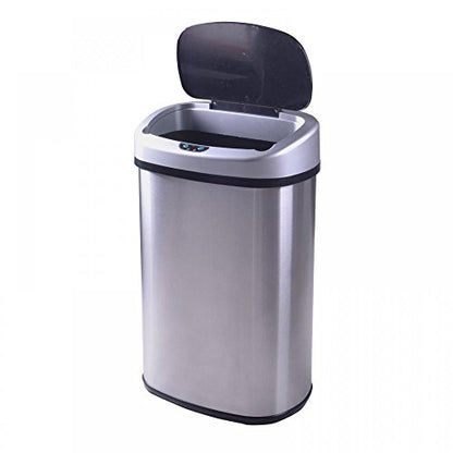 FDW | 13 Gallon Stainless Steel Trash Can with Lid | Steel | Automatic Touchless Lid with Motion Sensor | Kitchen Garbage Can with Waterproof Design | for Home, Office, Bathroom - color: Stainless Steel, style: Stainless Steel
