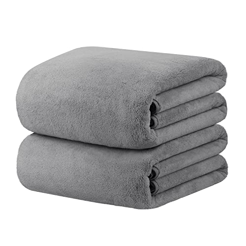 JML Extra Large Bath Sheet Towels Set of 2, 40"x80", Grey | Hanging Loop, Super Soft, Absorbent, Lint Free, Fade Resistant for Salon SPA Sauna - color: Grey, size: 40 in x 80 in