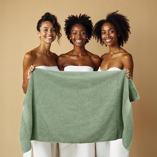 HILLFAIR 12-Piece Cotton Bath Towel Set - 600 GSM - Hotel Spa Towels - 2 Bath, 4 Hand, 6 Washcloths - Absorbent Soft Cotton - Sage - color: Sage, size: 12 Piece Towel Set