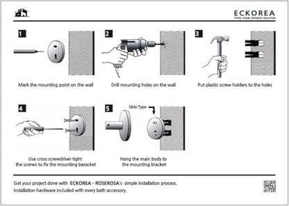 ECKOREA® Polished Chrome Tumbler Holder ECK-310C, Tumbler Included, Durable Zinc Alloy, Wall-Mounted, Screw-in - size: ECK-310C