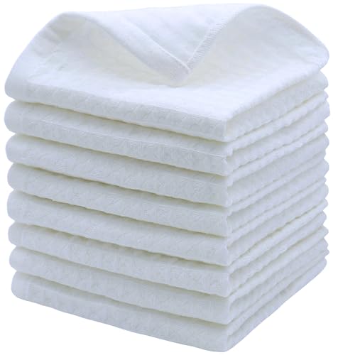 White Washcloths, Cotton Dish Cloths, 8 Pack,12”x12” | Soft Kitchen Washcloths Wash Rags, Double Deck Small Hand Towels For Kitchen, Absorbent Dish Cloths For Washing Dishes - color: White