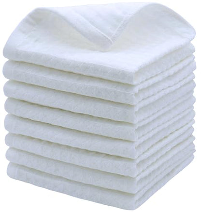 White Washcloths, Cotton Dish Cloths, 8 Pack,12”x12” | Soft Kitchen Washcloths Wash Rags, Double Deck Small Hand Towels For Kitchen, Absorbent Dish Cloths For Washing Dishes - color: White