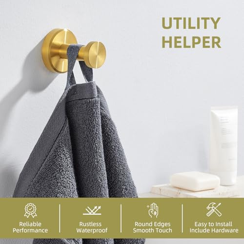 Angle Simple Towel Hook, Bathroom Hand Towel Holder, Brushed Dark Gold | Rustproof SUS304 Stainless Steel, Modern Compact Robe Coat Hook, for Shower Closet Entryway, Screws Mount - color: Brushed Dark Gold, size: 1 Pack