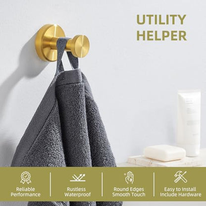 Angle Simple Towel Hook, Bathroom Hand Towel Holder, Brushed Dark Gold | Rustproof SUS304 Stainless Steel, Modern Compact Robe Coat Hook, for Shower Closet Entryway, Screws Mount - color: Brushed Dark Gold, size: 1 Pack
