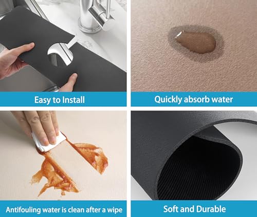 Kitchen Sink Splash Guard Faucet Mat -1 PC Super Absorbent Fast Drying Mat Sink Gadgets-Splash Guard Behind Faucet Drip Catcher for Kitchen, Bathroom,Sink Mat, Dish Drying Mat, Bathroom(15" X 5.5" ) - color: Gray