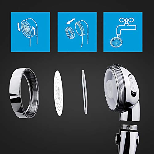 RV & Camper High Pressure Handheld Shower Head with Pause Button | 3 Spray Modes with ON/OFF Switch, Detachable Dog Shower Attachment, Drill-Free Pet Shower Wand with Bracket & Hose, Chrome - color: Chrome