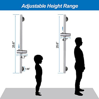Chrome Shower Slide Bar, Bathroom Shower Slide Bar with Adjustable Handheld Shower Holder, Stainless Steel Slide Slide Bar Wall Mount - color: Chrome