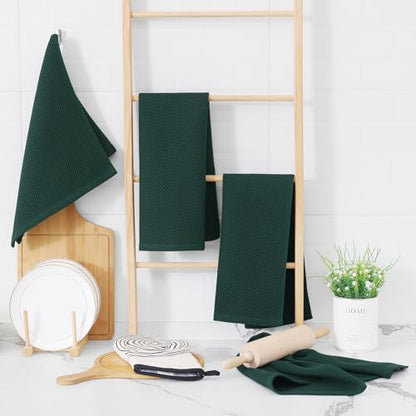 Homaxy 100% Cotton Waffle Weave Kitchen Towels, 15-Pack, Blackish Green | Ultra Soft Absorbent Dish Towels, Quick Drying Cleaning Towels, 13 x 28 Inches - color: Blackish Green, size: 13 x 28 - 15 Pack