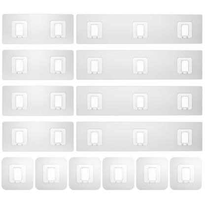 Shower Caddy Adhesive Replacement Flat, Transparent Adhesive Hooks | No Drilling, 14 Pack Waterproof Wall Hooks for Shower Caddy, Strong Bathroom Storage Shelves and Kitchen Racks - color: Flat - 4 Triple + 4 Double + 6 Single