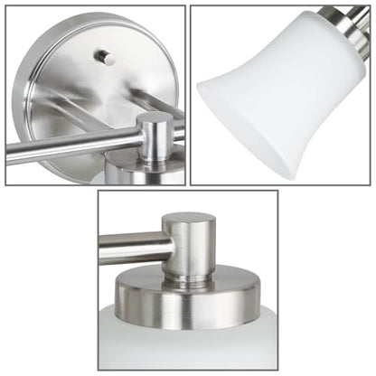 XiNBEi Lighting 3 Light Vanity Light Brushed Nickel Bathroom Light Fixtures | 22" Modern Bathroom Wall Light Over Mirror, Wall Mount Bathroom Vanity Light Fixture, Bath Bar Light, White Glass - color: Brushed Nickel, size: 21.6"