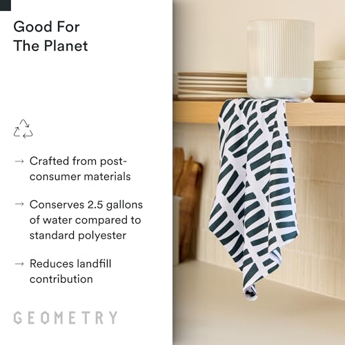 GEOMETRY Kitchen Tea Towels - Quick Dry Microfiber Dish Towels for Kitchen Linework, 18" x 30" 2 Pack - color: All Lined Up, style: Kitchen Towel - Double