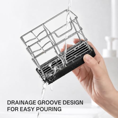 HBlife Toothbrush Holders for Bathrooms Silver, Small Stainless Steel Bathroom Toothbrush Holder with Tray, Bathroom Accessories and Apartment Essentials - color: Silver