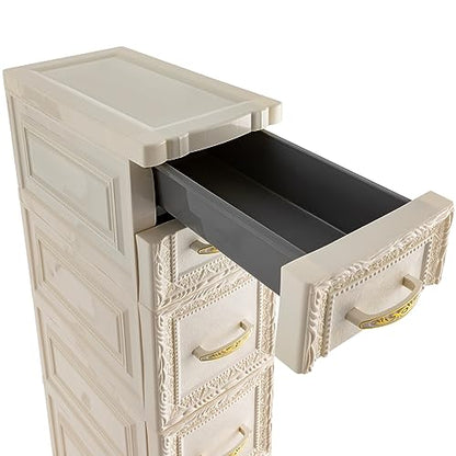 7-Tier Waterproof Bathroom Floor Cabinet, Slim 8-Drawer Storage for Small Spaces, Compact Organizer with Wheels