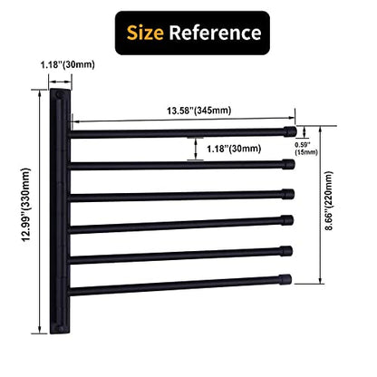 Swivel Hand Towel Bar Bathroom Swing Hanger Towel Rack Holder Matte Black Finish, Wall Mounted, 6-Arm - color: Black