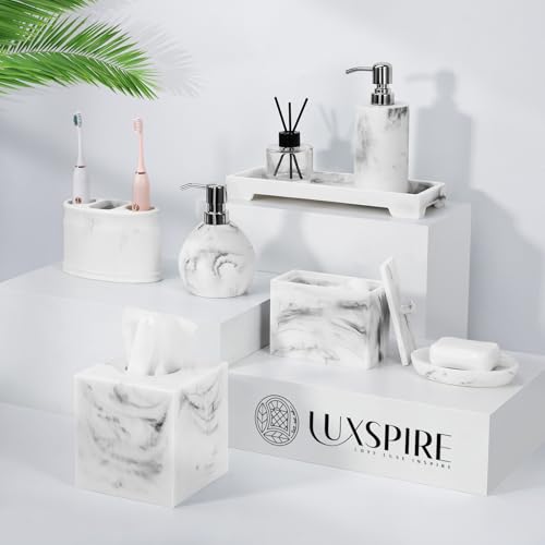 Luxspire Soap Dispenser, Cylinder-Shaped Soap Bottles, Gravel White, 2pack | 320ml Premium resin, modern cylindrical design easy clean pump, 2 bottles, multi-purpose liquid storage - color: Gravel White+gravel White