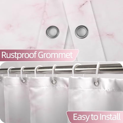 Pink Marble Stall Waterproof Shower Curtain 36x72 inches | RV Small Shower Curtain Set for Bathroom, Abstract Modern, Machine Washable, Easy to Install with Hooks, Ombre White Pink - color: Pink, size: 36"W x 72"L (Pack of 1)