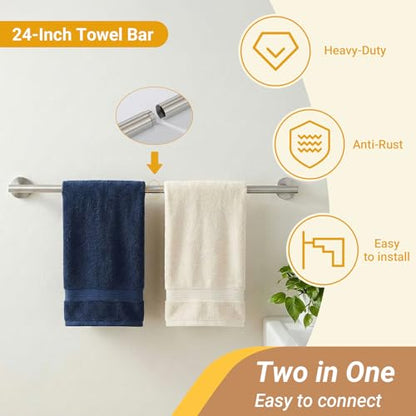 5 Piece Bathroom Towel Bar Set - SUS304 Stainless Steel Brushed Nickel Bath Towel Holder, 16 Inch Towel Racks for Bathroom Wall Mounted, Bathroom Hardware Accessories Set - color: C-24 Brushed Nickel