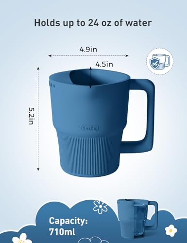 Roslim Silicone Baby Bath Rinse Cup - Shampoo & Body Washing Rinser for Kids & Toddlers, Lightweight Bath Cups for Rinsing Hair, Easy-Grip Handle, Ultra Soft Material (Ocean Blue) - color: Ocean Blue