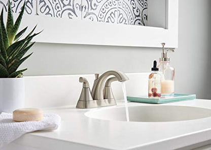 Peerless Parkwood Centerset Bathroom Faucet, Brushed Nickel Bathroom Sink Faucet, 2 Handle Bathroom Faucet, Pop-Up Drain Assembly, Brushed Nickel P2535LF-BN - color: Brushed Nickel