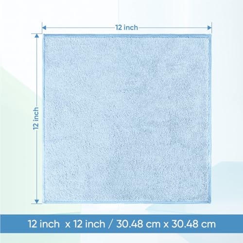 HOMEXCEL Washcloths 12PK, Ultra Soft&Highly Absorbent Face Towels, 12X12 in | Multi-Purpose Towels, Microfiber Wash Cloths for Bathroom, Hotel, Spa, Gym, and Kitchen, Machine Washable, Blue - color: Blue