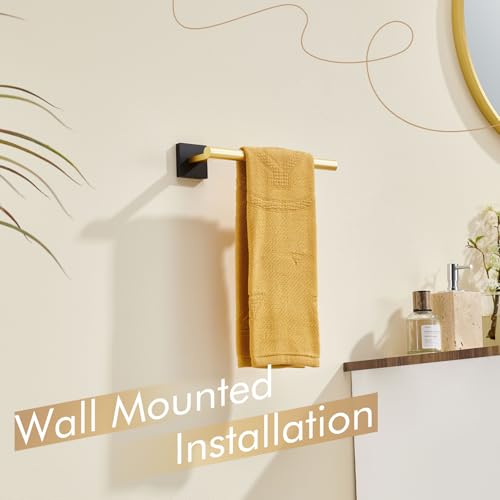 KOKOSIRI Bathroom Towel Bar Hand Towel Holders Wall Mount Toilet Kitchen Cabinet Paper Holder Stainless Steel Bath Hardware Black with Gold, B3008GDK - color: Black Gold, size: 1 Pack