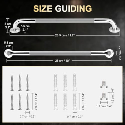 supregear Bathroom Grab Bar Rail, 304 Stainless Steel Non-Slip Bathroom Handle, Safety Handle, Indoor/Outdoor Auxiliary Handle for Kitchen Bedroom Bathtub, Shower and Steps, 10 inch - size: 10 Inch
