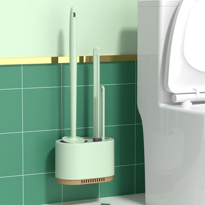 Toilet Brush and Plunger Set,3 in 1 Toilet Plunger and Brush Set,Toilet Bowl Brush and Plunger Set for Bathroom Cleaning,Bathroom Cleaning Tools,Toilet Brush Plunger Combo Bathroom Supplies (Green) - color: Green
