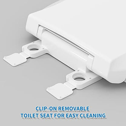 Hibbent Potty Training Toilet Seat, Built-in Magnetic Seat, Lid with Oval Cover, Never Loosen and Slow Close Convertible Toilet Seat for Kids, Adult and Child (White, Round) - style: Classic Round 16.5"