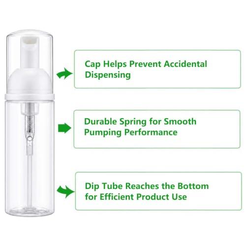 12 Pcs Empty Bottle Travel Soap Bottle | Plastic Foam Dispenser Bottle | Mini Foaming Soap Pump Dispenser for Cleaning, Travel, Cosmetics Packaging (2 oz)