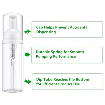 12 Pcs Empty Bottle Travel Soap Bottle | Plastic Foam Dispenser Bottle | Mini Foaming Soap Pump Dispenser for Cleaning, Travel, Cosmetics Packaging (2 oz)