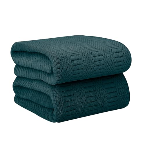 JML Microfier Bath Towels Set of 2, Large Microfier Body Towel for Adult, 30" x 60", Oversized, Soft, Super Absorbent, Fast Drying, Use for Sauna,Gym,Sport, Fitness, Yoga, Diamond Cross Grid Teal - color: Diamond Cross Grid Teal, size: 2 Pack (30 in x 60