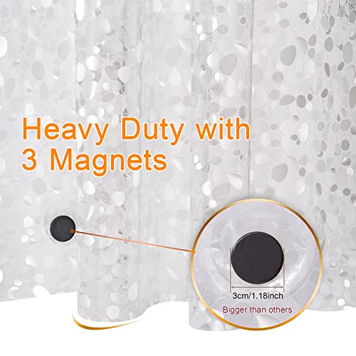 Bostofy EVA 3D Waterproof Shower Curtain Liner, Clear Extra Long Bathroom Shower Liner with Rustproof Metal Gromments and Weighted Magnet,72”Width x 84”Length - color: Clear Stone, size: 72"W x 84"L (Pack of 1)