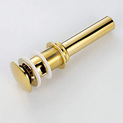 Pop Up Sink Drain with Overflow Bouncing Style Stopper Brass Gold Finish… - color: Gold Pop Up Sink Drain With Overflow