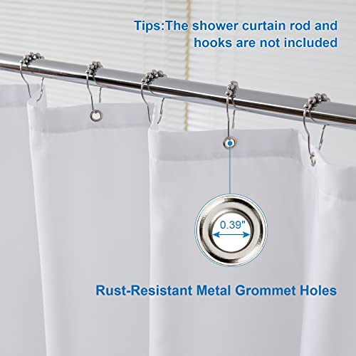 White Shower Liner Cloth Waterproof, White Shower Curtain Liner Fabric with Weighted Stones, Washable Shower Curtain and Liner 2-in-1, 120G Heavy Duty, 12 Grommet Holes, 72 x 72 Inches - color: White, size: 72"W x 72"L (Pack of 1)