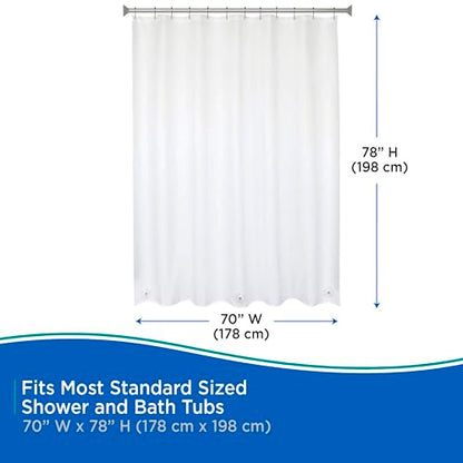 Kenney KN61469 Medium Weight 5 Gauge Extra Long Waterproof PEVA Shower Curtain Liner with Rust-Resistant Metal Grommets and Weighted Magnetic Hem for Bathroom, 70" W x 78" H, White - color: White, size: 70"W x 78"L (Pack of 1)
