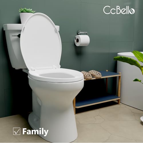 Soft Close Toilet Seat, Fit Elongated and Oval Toilets, Quick Release Hinges for Easy Clean, Two Mounting Options for Easy Installing, Heavy Duty, Never Loosen, White - size: Elongated