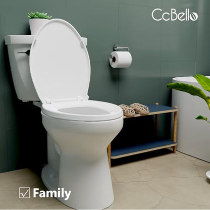 Soft Close Toilet Seat, Fit Elongated and Oval Toilets, Quick Release Hinges for Easy Clean, Two Mounting Options for Easy Installing, Heavy Duty, Never Loosen, White - size: Elongated