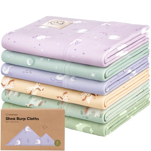Organic Burp Cloths Baby Boy, Girl, 6-Pack Large Burping Cloths (Lunaris) | 100% Cotton Burp Clothes for Babies, Newborns Spit Up Rags, Super Soft, Absorbent Towels, Gender Neutral, Machine Washable - color: Lunaris, style: Shea
