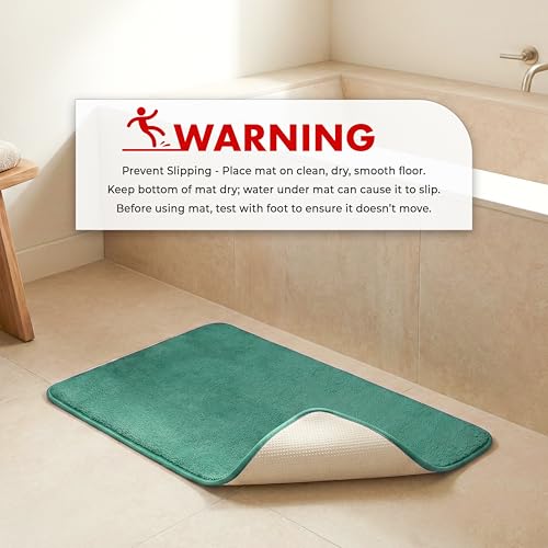American Soft Linen 21x32 Fluffy Foamed Slip Reducer Bath Rug, Machine Washable Area Bath Mat Rugs for Bathroom, Colonial Blue - color: Teal, style: 21x32" Fluffy Foamed Bath Mat