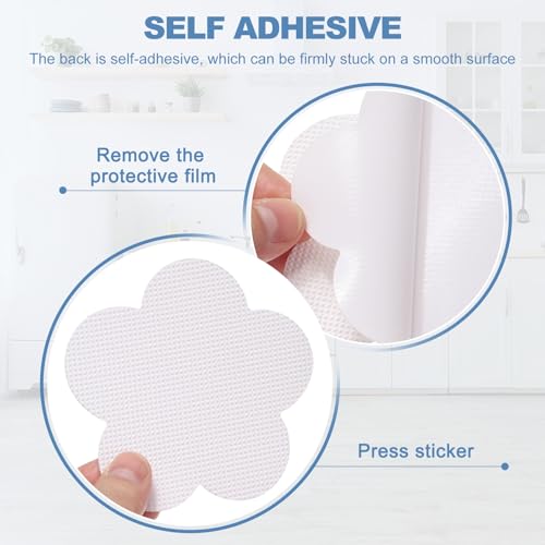 PATIKIL 12 Pcs Non Slip Bathtub Stickers, Anti Slip Shower Stickers with Scraper Bathroom Shower Floor Decals Flower Shape Cute Treads Tubs, White - color: White