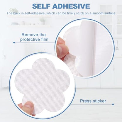 PATIKIL 12 Pcs Non Slip Bathtub Stickers, Anti Slip Shower Stickers with Scraper Bathroom Shower Floor Decals Flower Shape Cute Treads Tubs, White - color: White