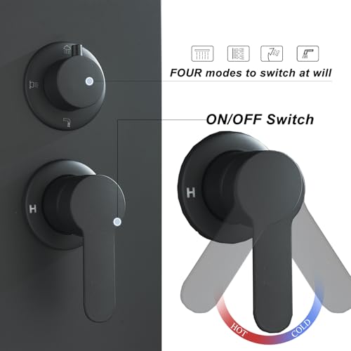 Black Shower Panel Modern Shower Tower System with Full Body Shower Jets System Handheld Spray Wall Mount Shower Panels Faucet - color: Black-5023