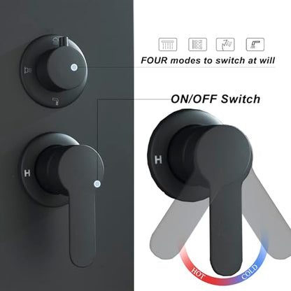 Black Shower Panel Modern Shower Tower System with Full Body Shower Jets System Handheld Spray Wall Mount Shower Panels Faucet - color: Black-5023